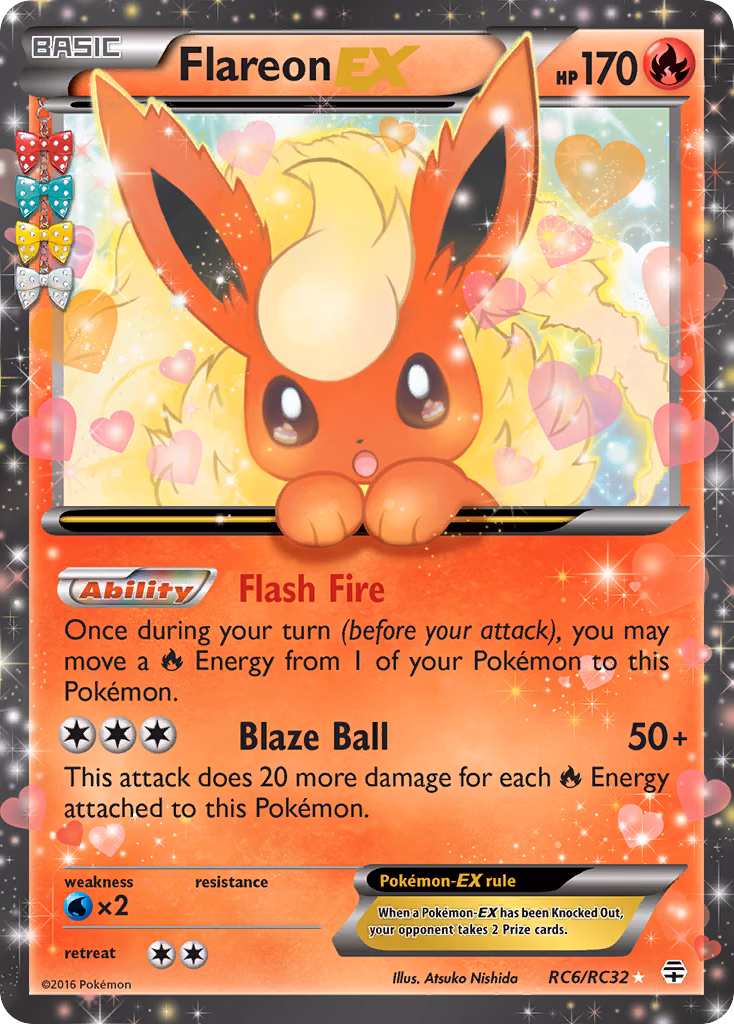 Flareon-EX Pokemon card (RC6/RC32, Generations)
