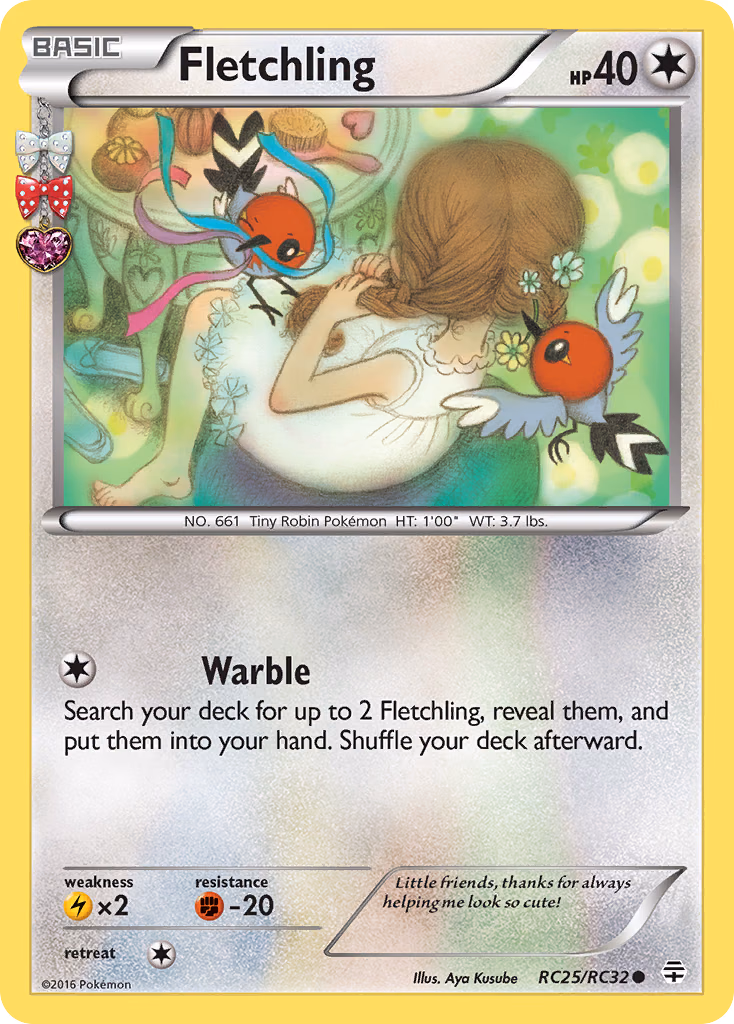 Fletchling Pokemon card (RC25/RC32, Generations)