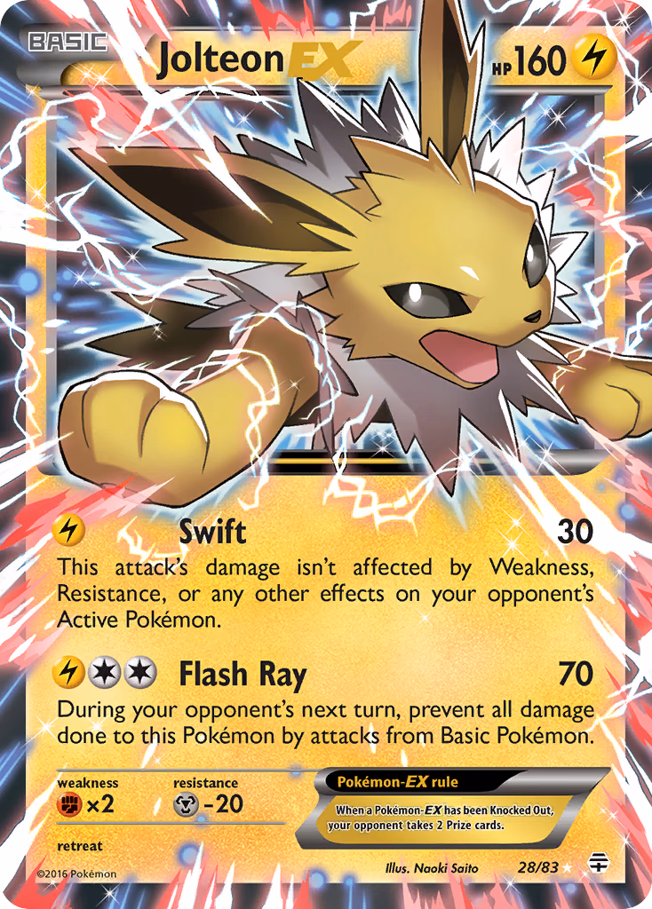Jolteon-EX Pokemon card (28/83, Generations)
