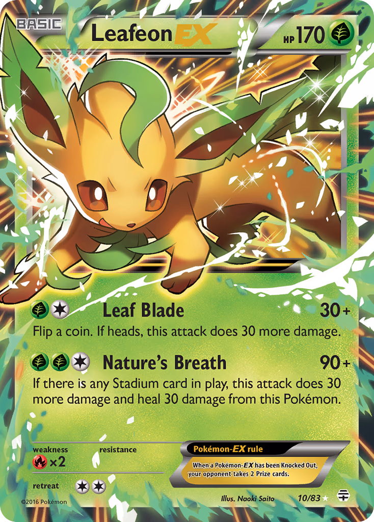 Leafeon-EX Pokemon card (10/83, Generations)
