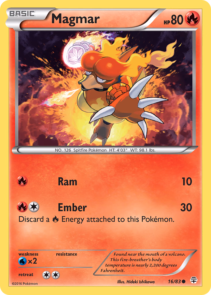 Magmar Pokemon card (16/83, Generations)