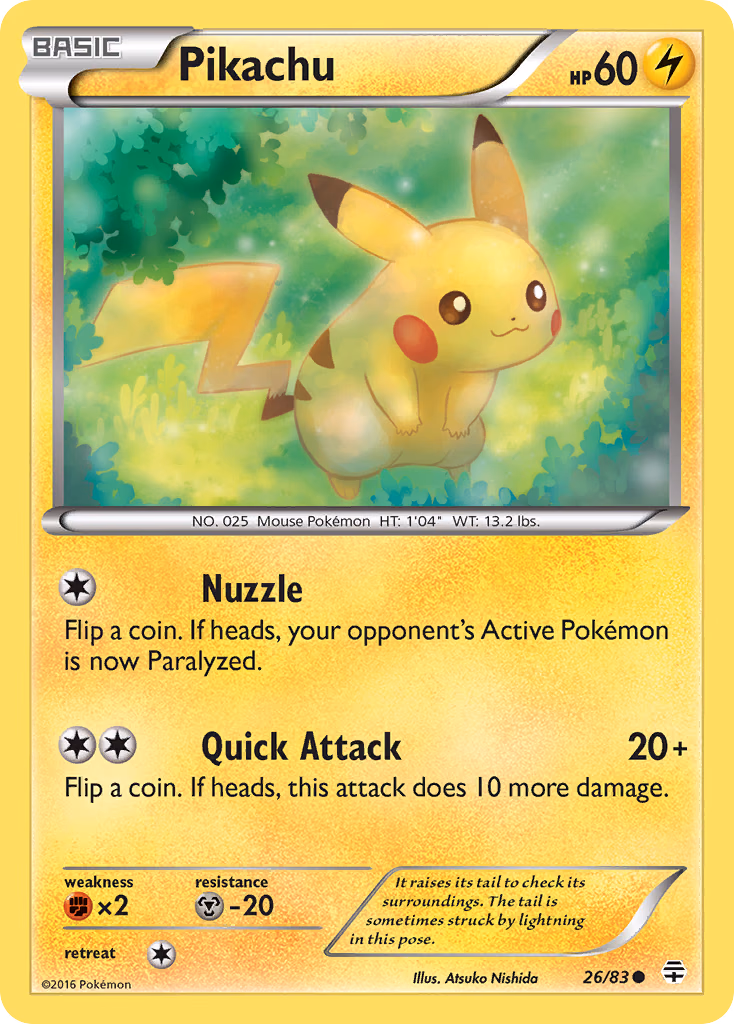 Pikachu Pokemon card (26/83, Generations)