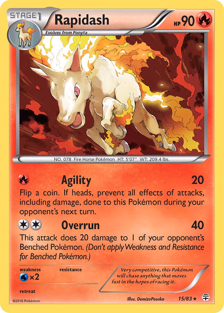 Rapidash Pokemon card (15/83, Generations)