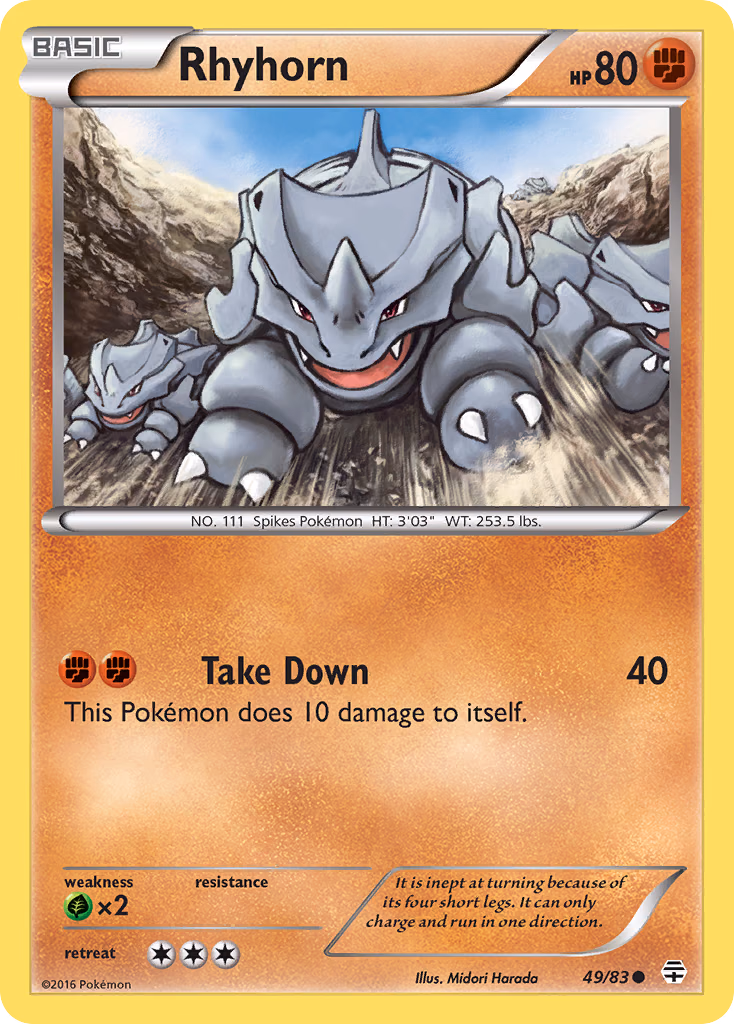 Rhyhorn Pokemon card (49/83, Generations)