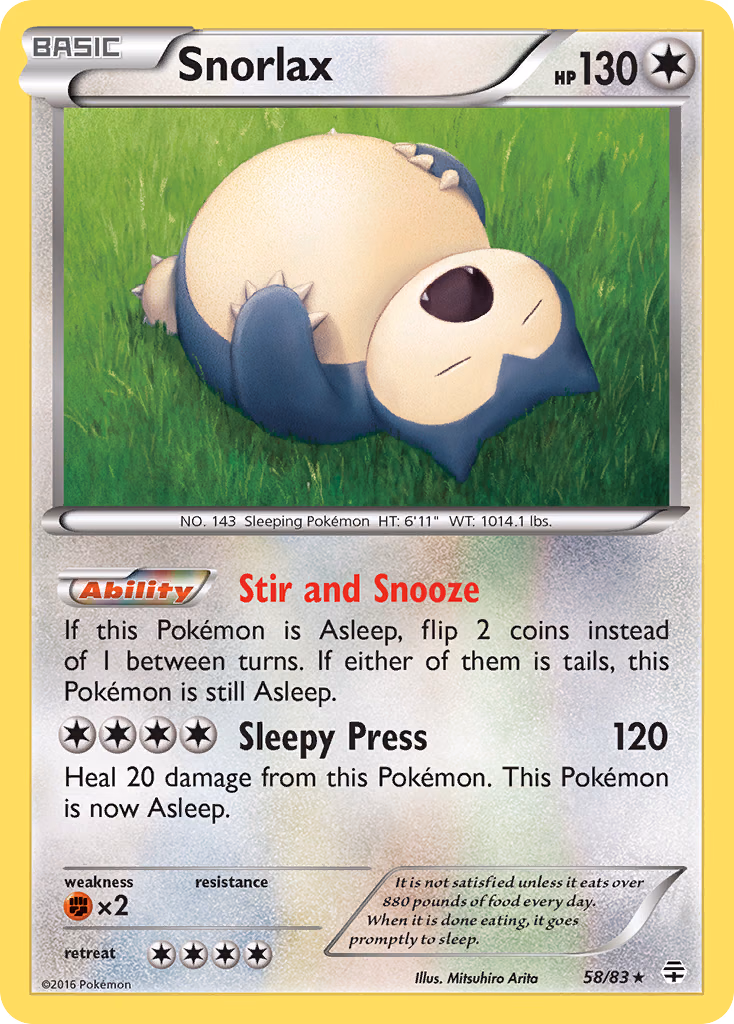 Snorlax Pokemon card (58/83, Generations)