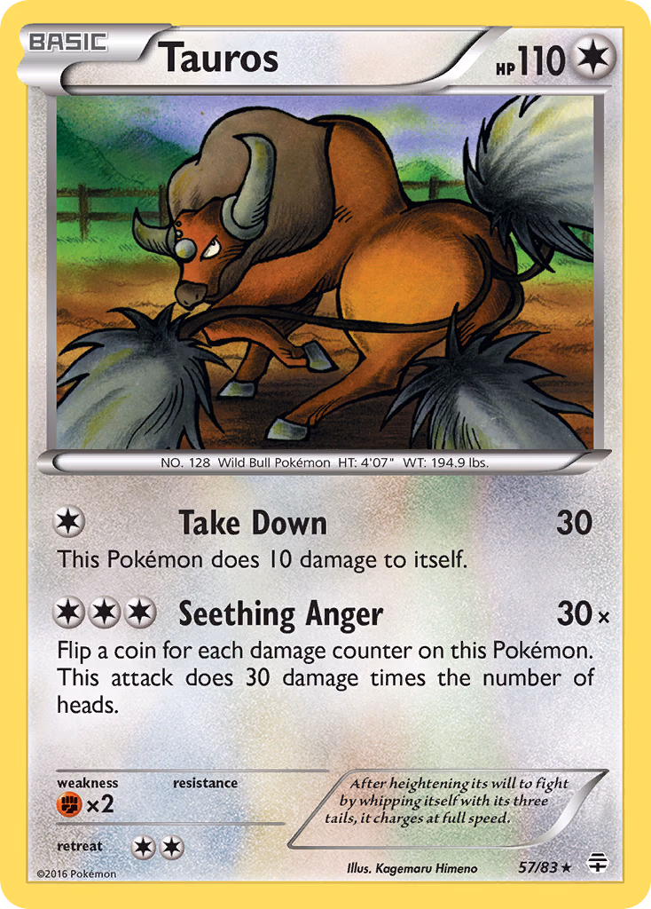 Tauros Pokemon card (57/83, Generations)