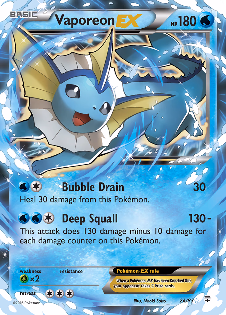 Vaporeon-EX Pokemon card (24/83, Generations)