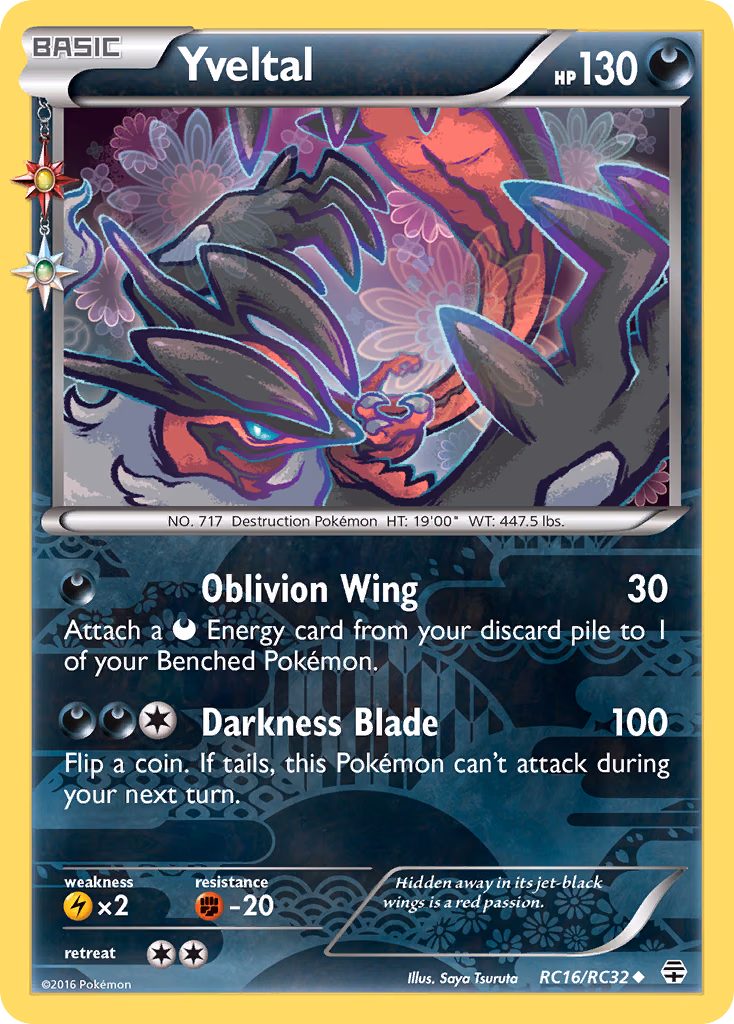 Yveltal Pokemon card (RC16/RC32, Generations)