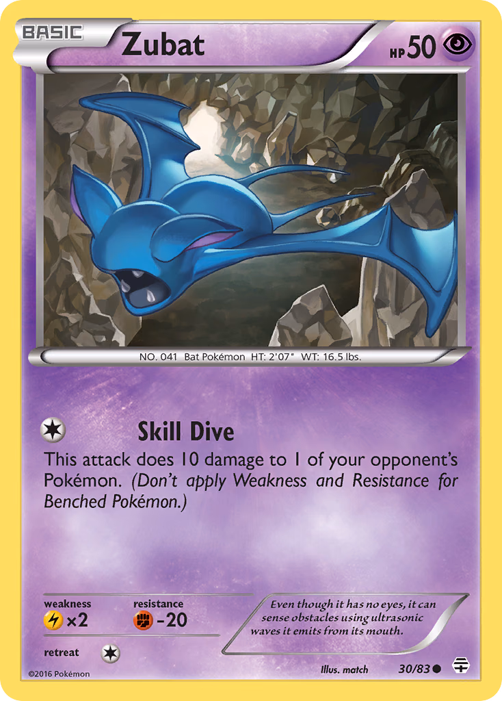 Zubat Pokemon card (30/83, Generations)