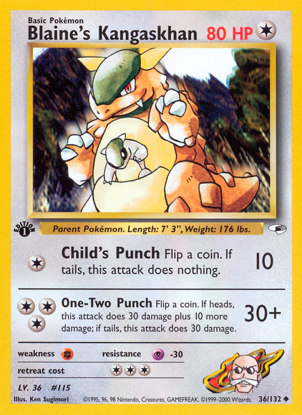 Blaine's Kangaskhan (Unlimited) Pokemon card (36/132, Gym Heroes)