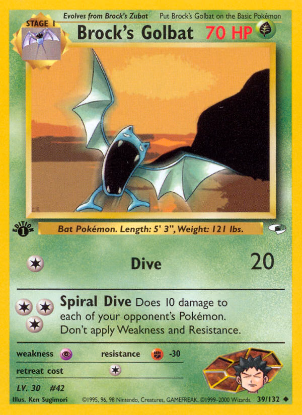 Brock's Golbat (1st Edition) Pokemon card (39/132, Gym Heroes)