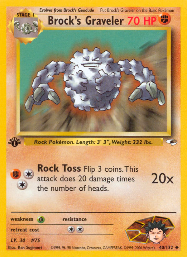 Brock's Graveler (Unlimited) Pokemon card (40/132, Gym Heroes)
