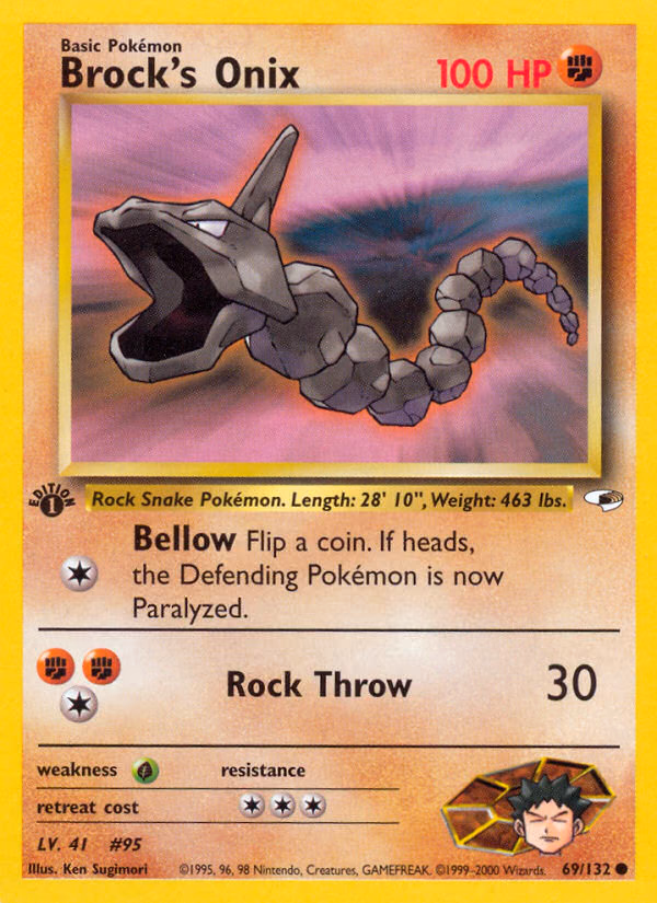 Brock's Onix (Unlimited) Pokemon card (69/132, Gym Heroes)