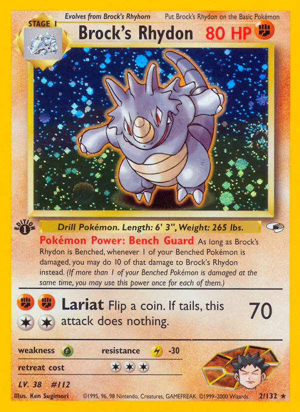 Brock's Rhydon (Unlimited) Pokemon card (2/132, Gym Heroes)