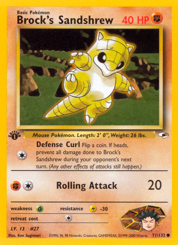 Brock's Sandshrew (Unlimited) Pokemon card (71/132, Gym Heroes)