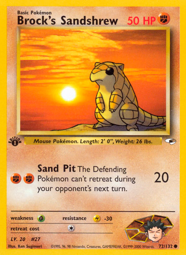 Brock's Sandshrew (Unlimited) Pokemon card (72/132, Gym Heroes)