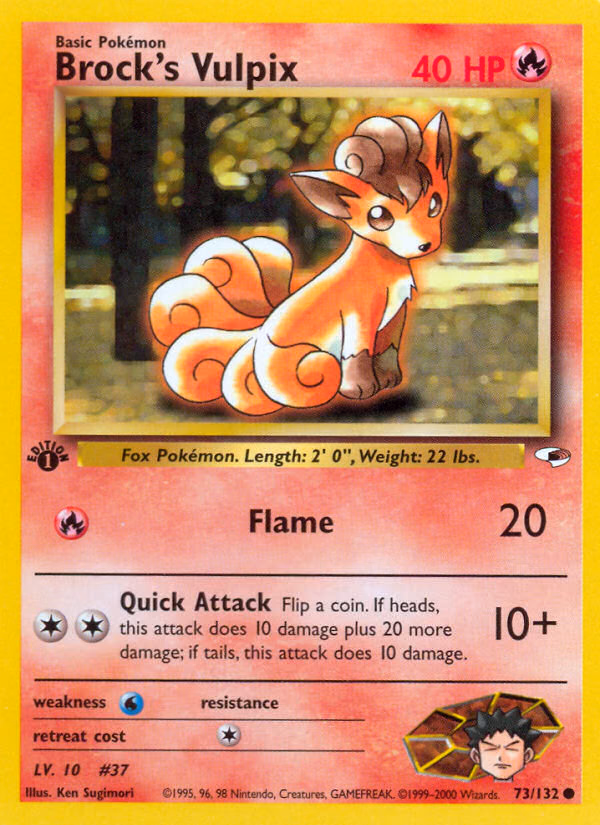 Brock's Vulpix (1st Edition) Pokemon card (73/132, Gym Heroes)