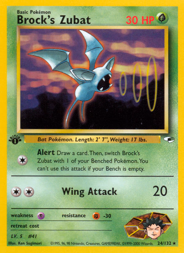 Brock's Zubat (Unlimited) Pokemon card (24/132, Gym Heroes)