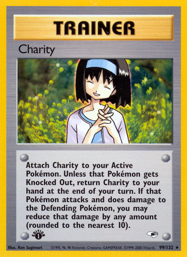 Charity (Unlimited) Pokemon card (99/132, Gym Heroes)