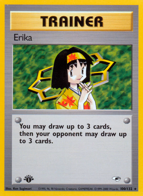 Erika (Unlimited) Pokemon card (100/132, Gym Heroes)