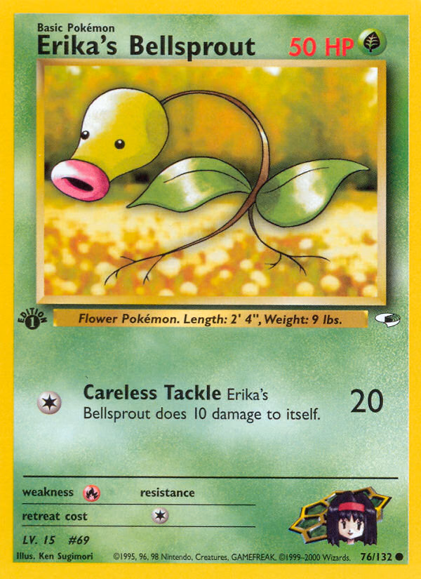 Erika's Bellsprout (Unlimited) Pokemon card (76/132, Gym Heroes)