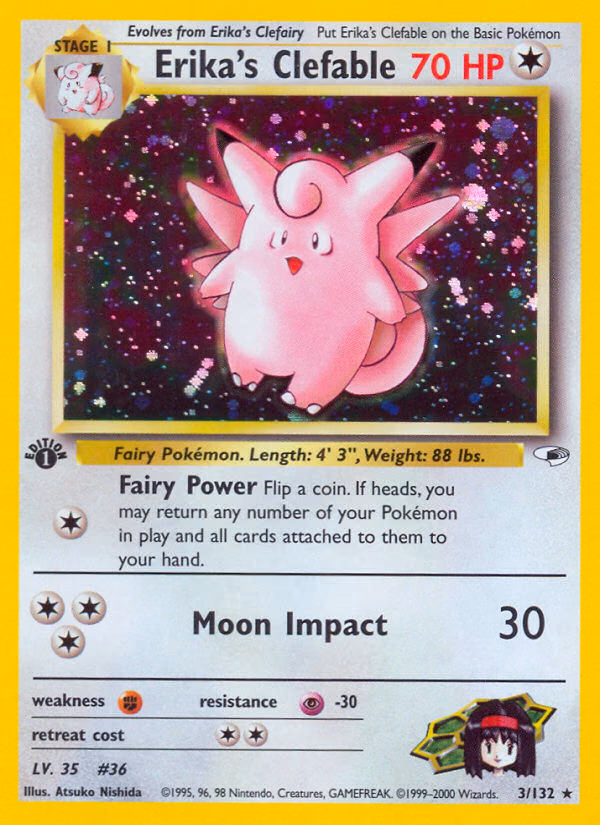 Erika's Clefable (Unlimited) Pokemon card (3/132, Gym Heroes)
