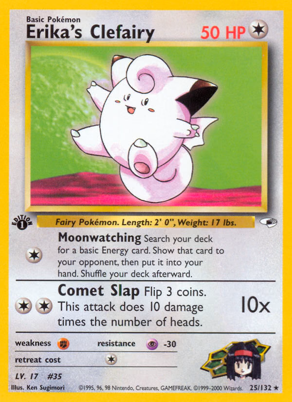 Erika's Clefairy (Unlimited) Pokemon card (25/132, Gym Heroes)