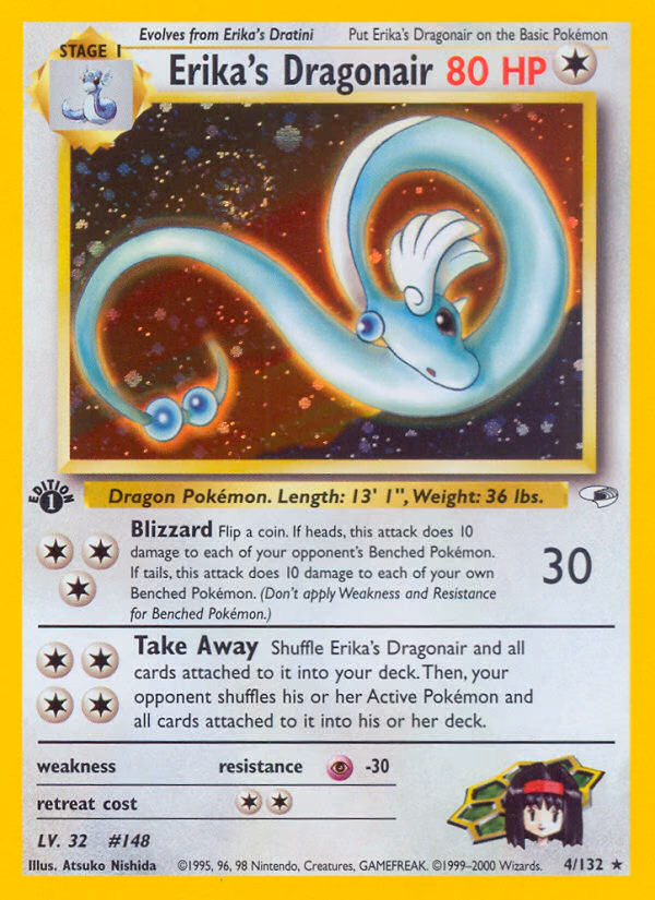 Erika's Dragonair (1st Edition) Pokemon card (4/132, Gym Heroes)