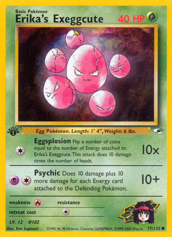 Erika's Exeggcute (1st Edition) Pokemon card (77/132, Gym Heroes)