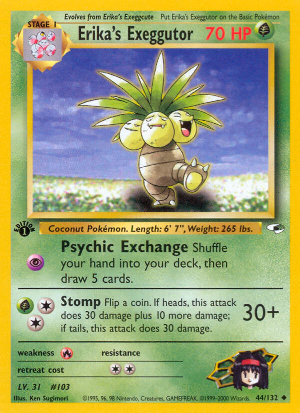 Erika's Exeggutor (1st Edition) Pokemon card (44/132, Gym Heroes)