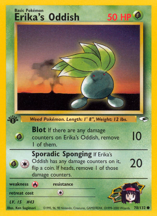 Erika's Oddish (1st Edition) Pokemon card (78/132, Gym Heroes)