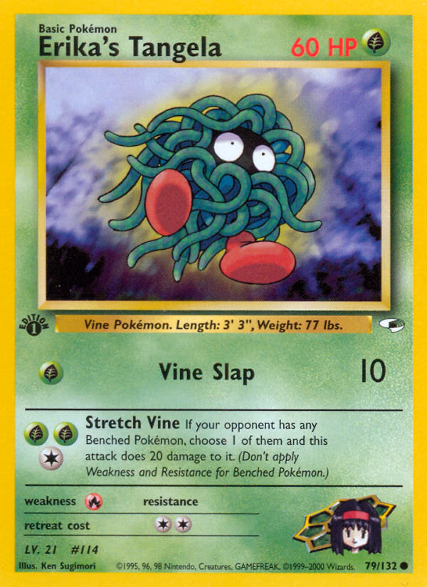 Erika's Tangela (1st Edition) Pokemon card (79/132, Gym Heroes)