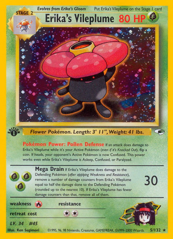 Erika's Vileplume (1st Edition) Pokemon card (5/132, Gym Heroes)