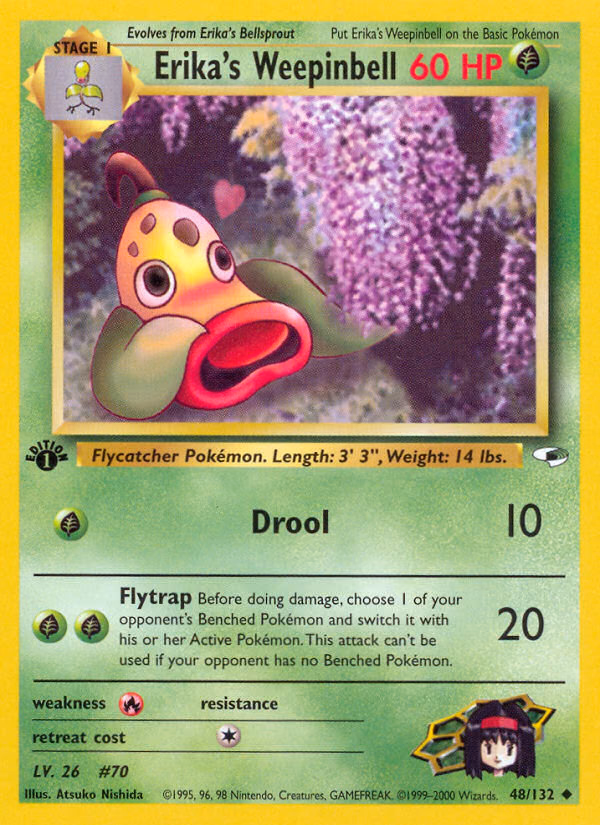 Erika's Weepinbell (1st Edition) Pokemon card (48/132, Gym Heroes)