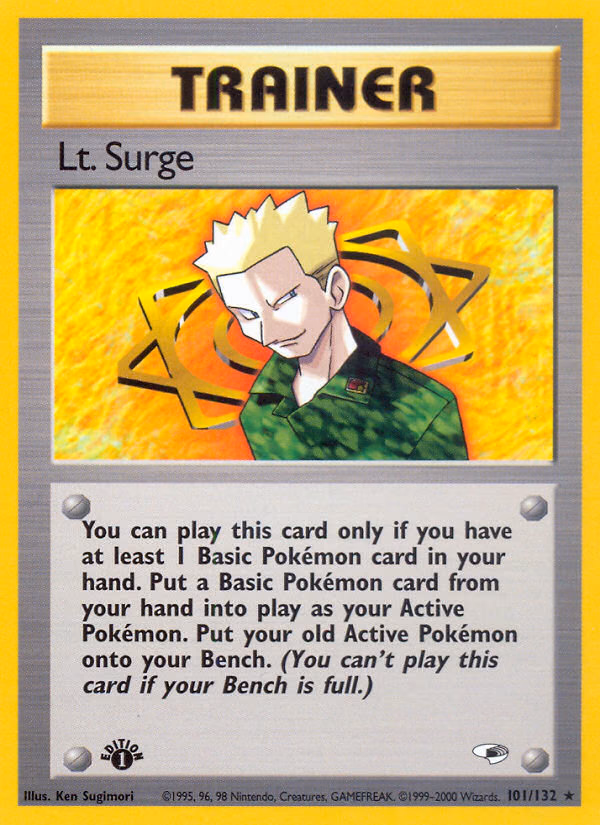 Lt. Surge (Unlimited) Pokemon card (101/132, Gym Heroes)