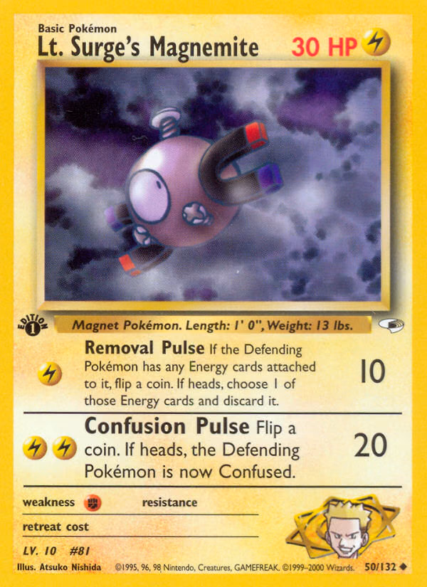Lt. Surge's Magnemite (Unlimited) Pokemon card (50/132, Gym Heroes)