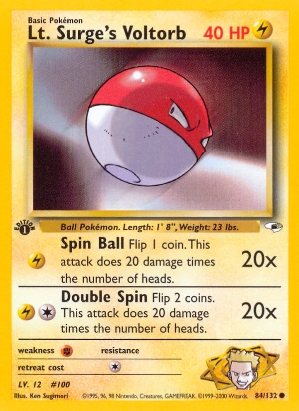 Lt. Surge's Voltorb (Unlimited) Pokemon card (84/132, Gym Heroes)
