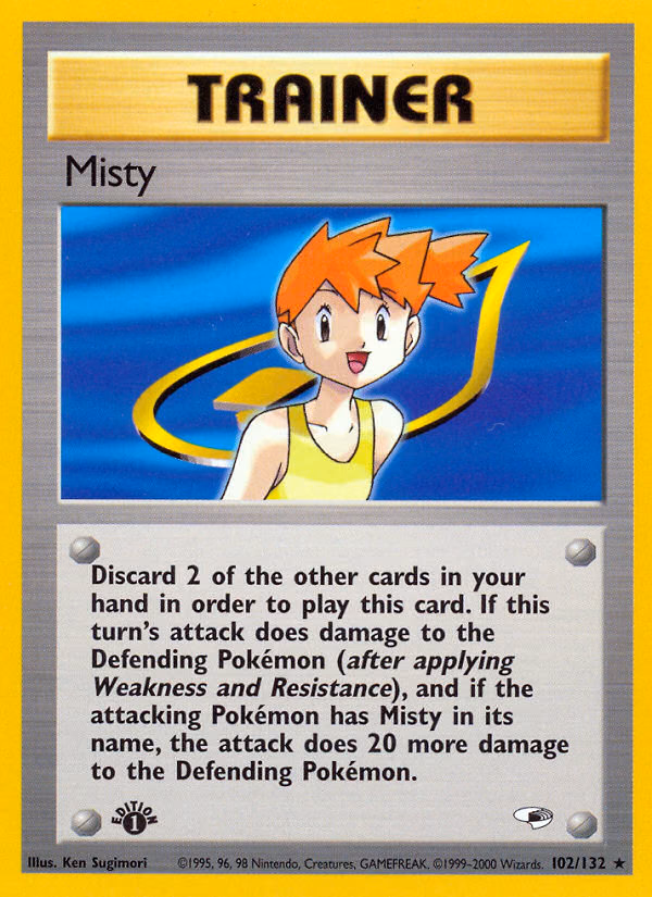Misty (1st Edition) Pokemon card (102/132, Gym Heroes)