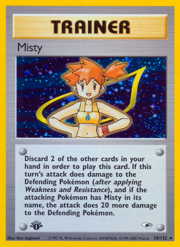 Misty (Unlimited) Pokemon card (18/132, Gym Heroes)