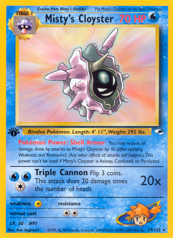 Misty's Cloyster (1st Edition) Pokemon card (29/132, Gym Heroes)
