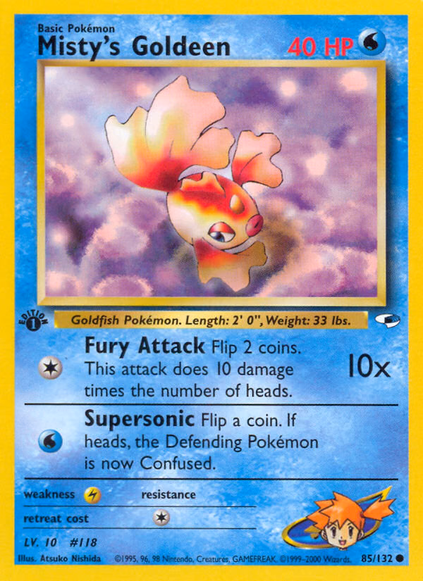 Misty's Goldeen (Unlimited) Pokemon card (85/132, Gym Heroes)