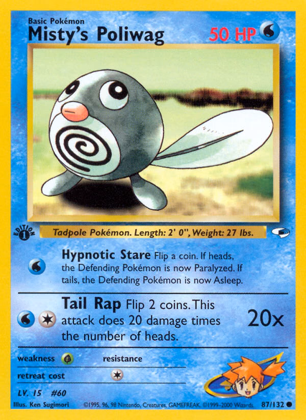 Misty's Poliwag (Unlimited) Pokemon card (87/132, Gym Heroes)