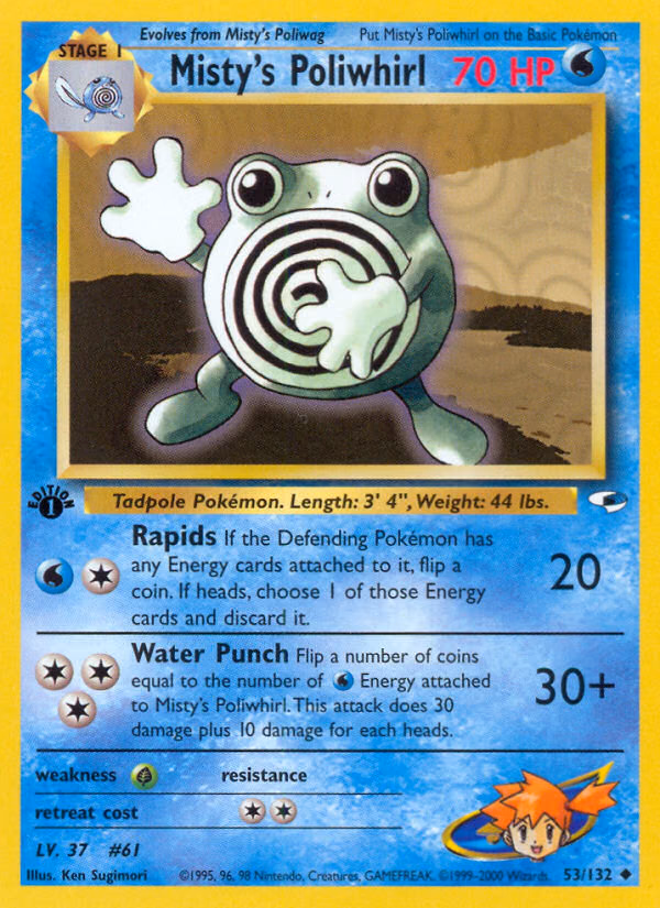 Misty's Poliwhirl (1st Edition) Pokemon card (53/132, Gym Heroes)