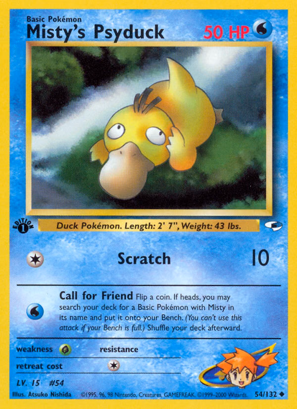 Misty's Psyduck (Unlimited) Pokemon card (54/132, Gym Heroes)