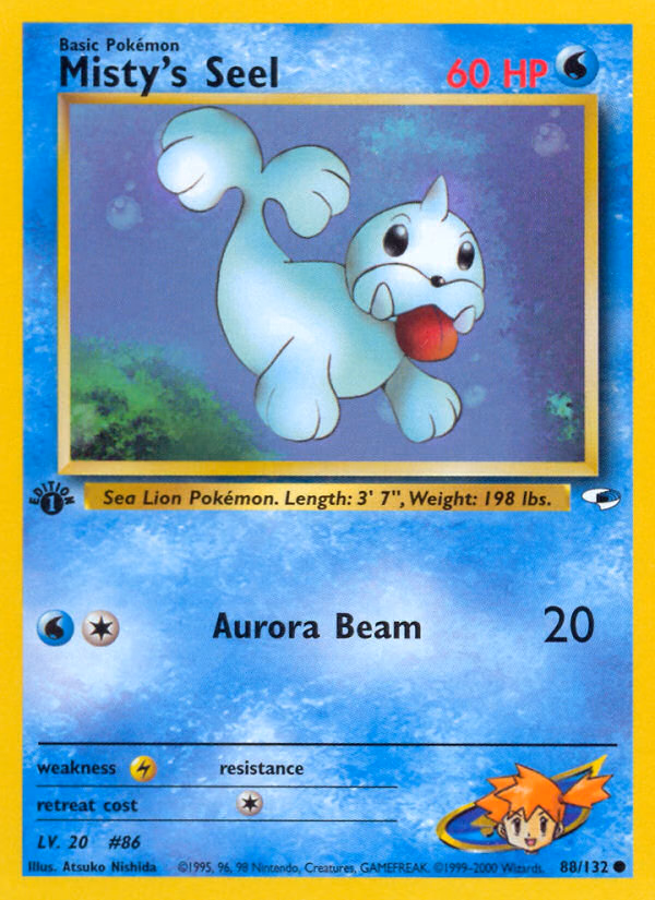Misty's Seel (1st Edition) Pokemon card (88/132, Gym Heroes)