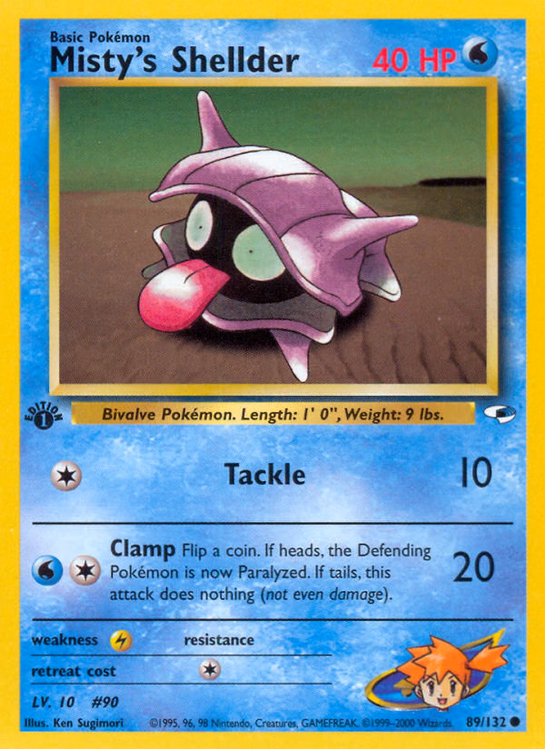Misty's Shellder (1st Edition) Pokemon card (89/132, Gym Heroes)