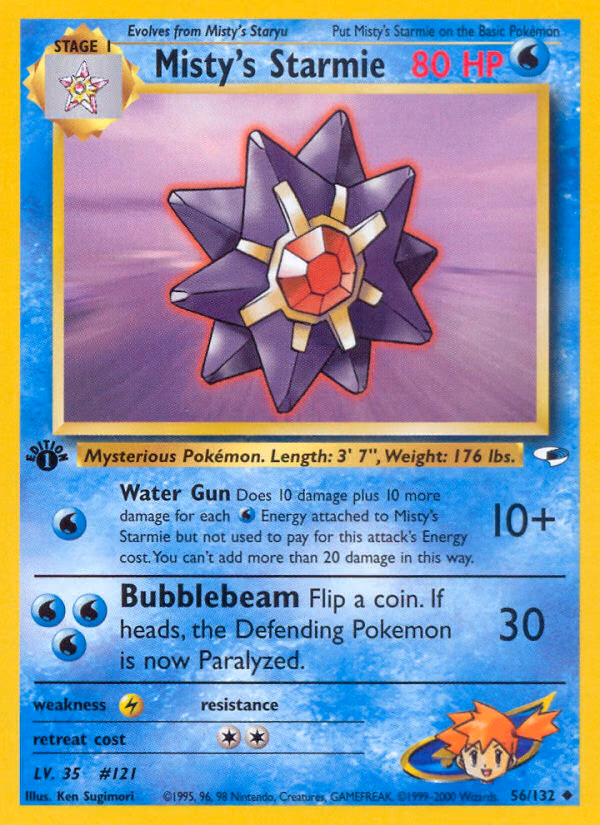 Misty's Starmie (1st Edition) Pokemon card (56/132, Gym Heroes)