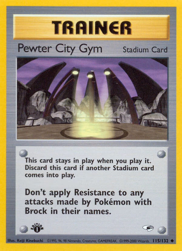 Pewter City Gym (1st Edition) Pokemon card (115/132, Gym Heroes)