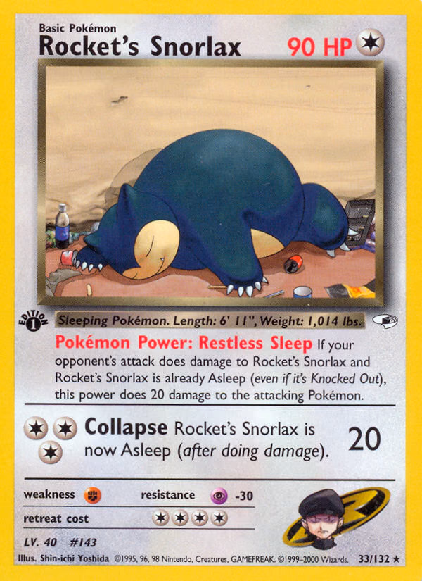 Rocket's Snorlax (Unlimited) Pokemon card (33/132, Gym Heroes)