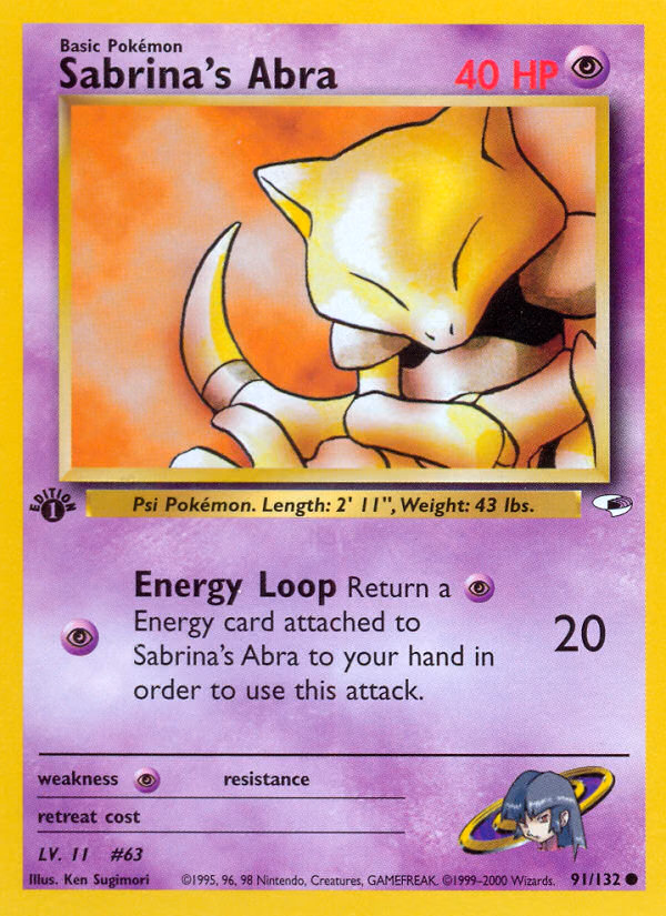 Sabrina's Abra (Unlimited) Pokemon card (91/132, Gym Heroes)